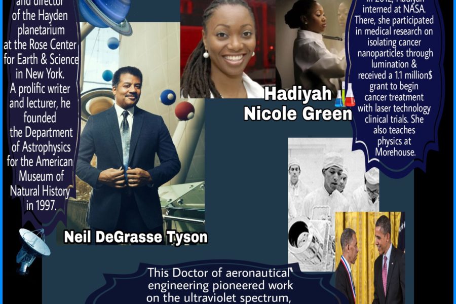Black History Month; “The Physicists” are Trailblazers, Inspirational Humans all African Americans Physicist Neil DeGrasse Tyson, Hadiyah Nicole Green and George Robert Carruthers.